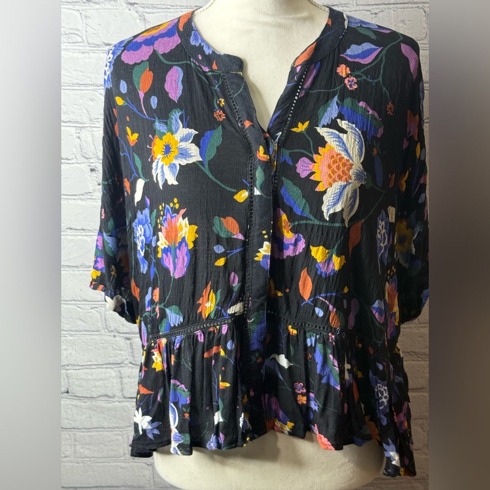 Anthropologie Josie Dolman sleeved floral top size xs - Picture 3 of 11